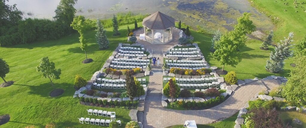 aerial shot of ceremony space at The Royal Ambassador Event Centre in Caledon